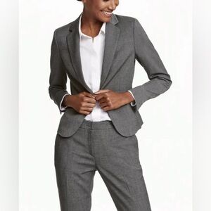 H&M Gray Microdot One Button Blazer/Pants Suit
